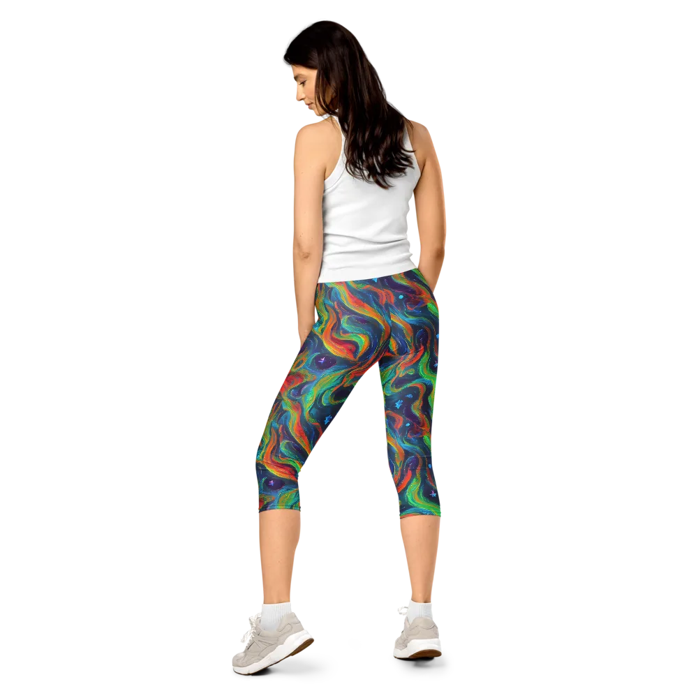 Firewater Swirl on Capri Leggings — Back