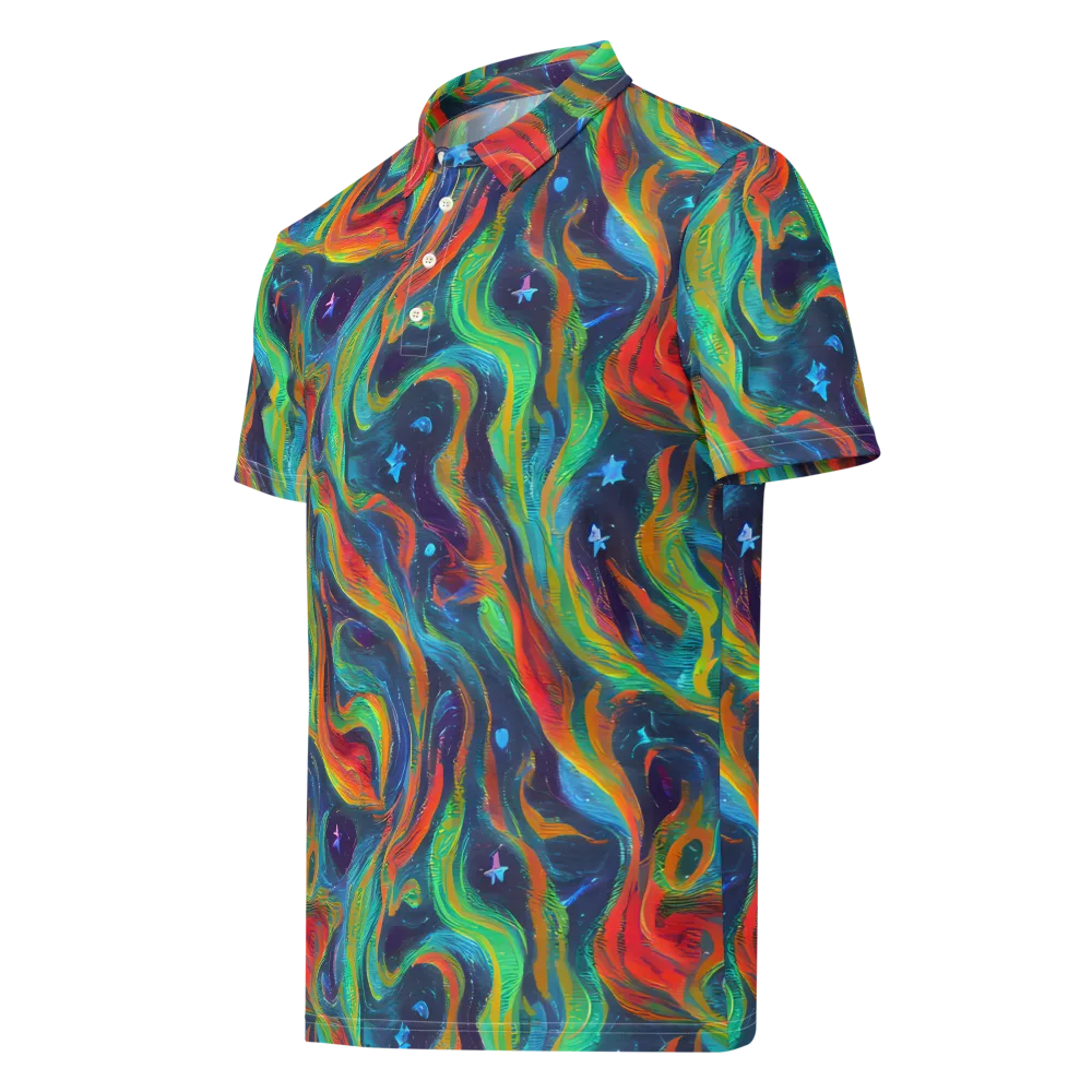 Firewater Swirl on Men's Slim Fit Polo Shirt — Left Front