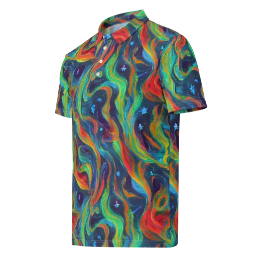 Firewater Swirl on a Men's Slim Fit Polo Shirt