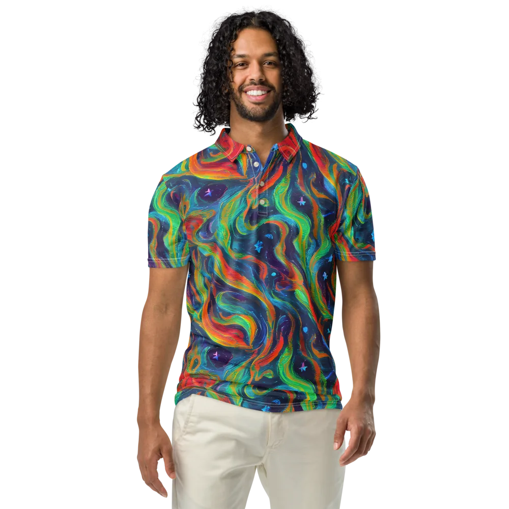 Firewater Swirl on Men's Slim Fit Polo Shirt — Front