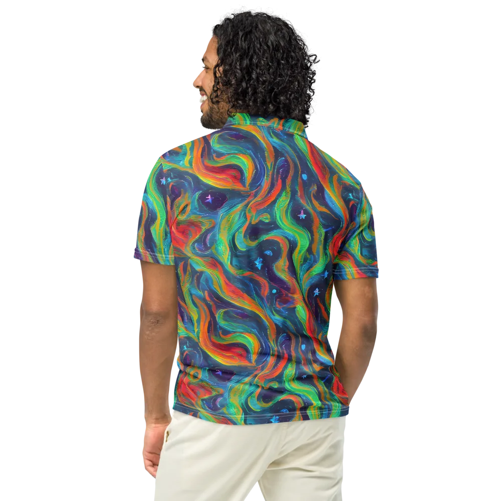 Firewater Swirl on Men's Slim Fit Polo Shirt — Back