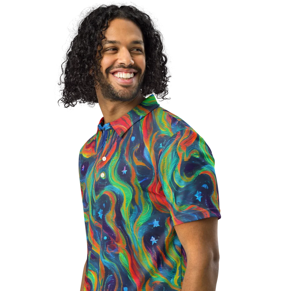 Firewater Swirl on Men's Slim Fit Polo Shirt — Left Front
