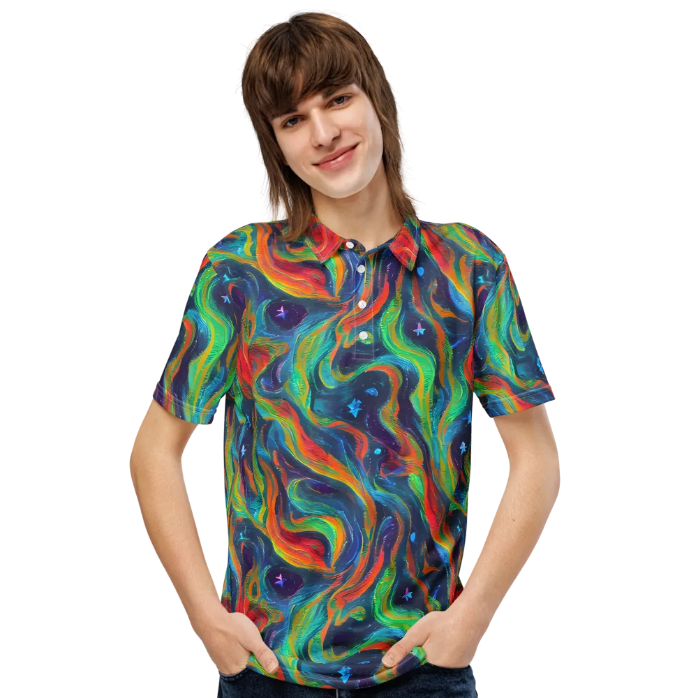 Firewater Swirl on Men's Slim Fit Polo Shirt — Front