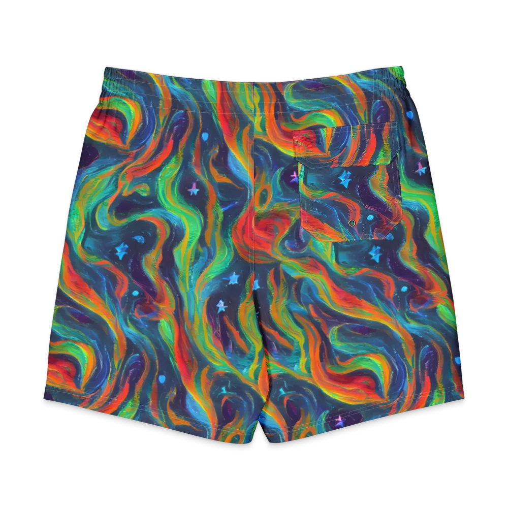 Firewater Swirl on Men's Board Shorts — Back