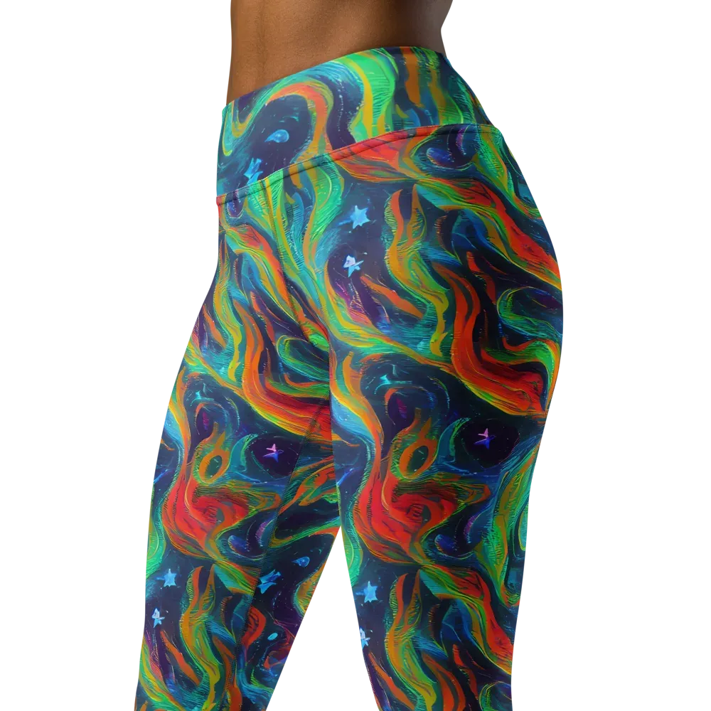 Firewater Swirl on Yoga Leggings — Left Front