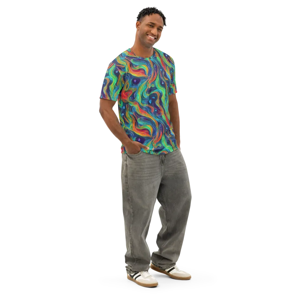 Firewater Swirl on Men's Cotton Crew Neck T-Shirt — Right Front