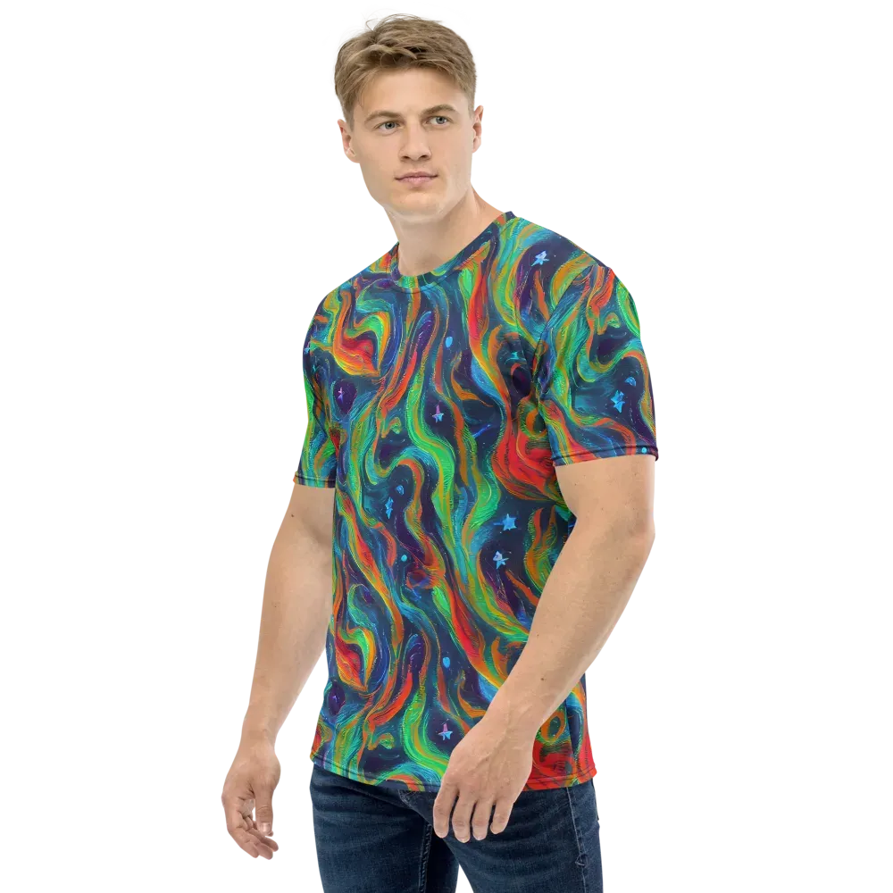 Firewater Swirl on Men's Crew Neck T-Shirt — Left