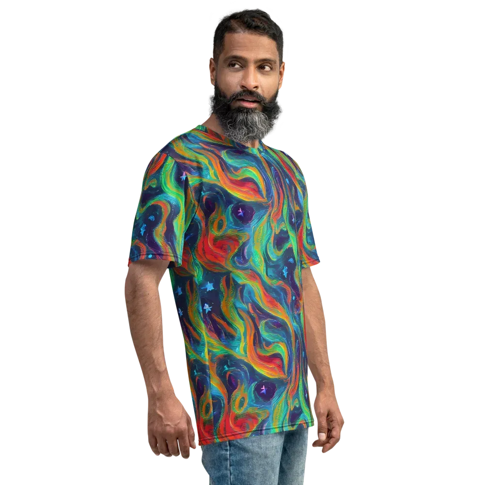 Firewater Swirl on Men's Crew Neck T-Shirt — Right
