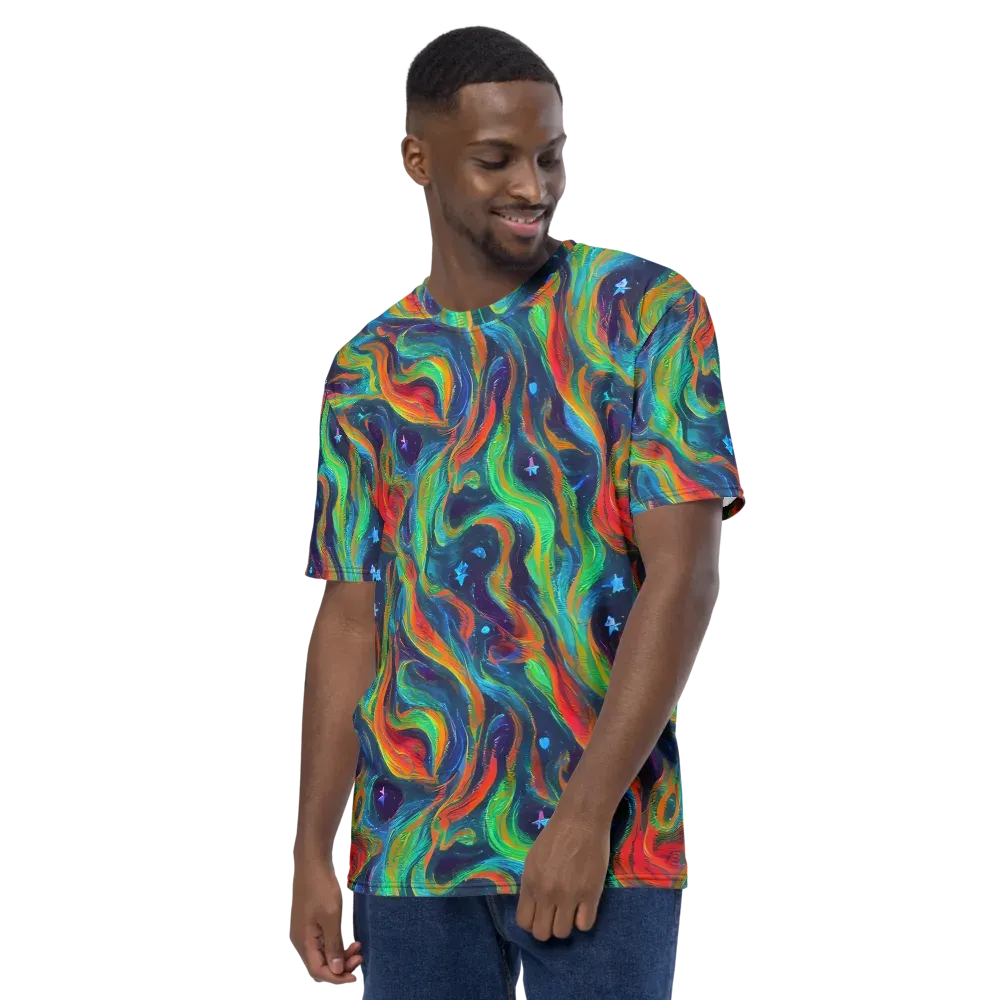 Firewater Swirl on Men's Crew Neck T-Shirt — Left
