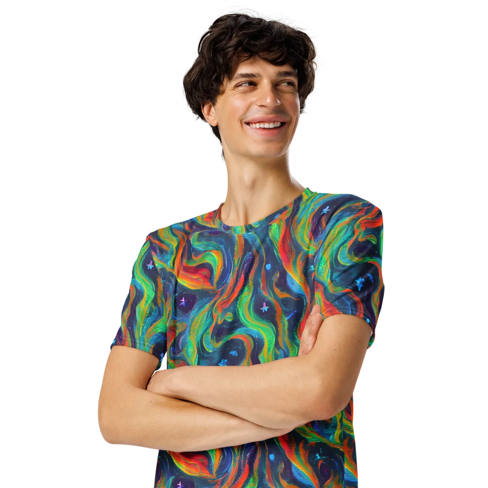 Firewater Swirl on Men's Crew Neck T-Shirt — Left Front