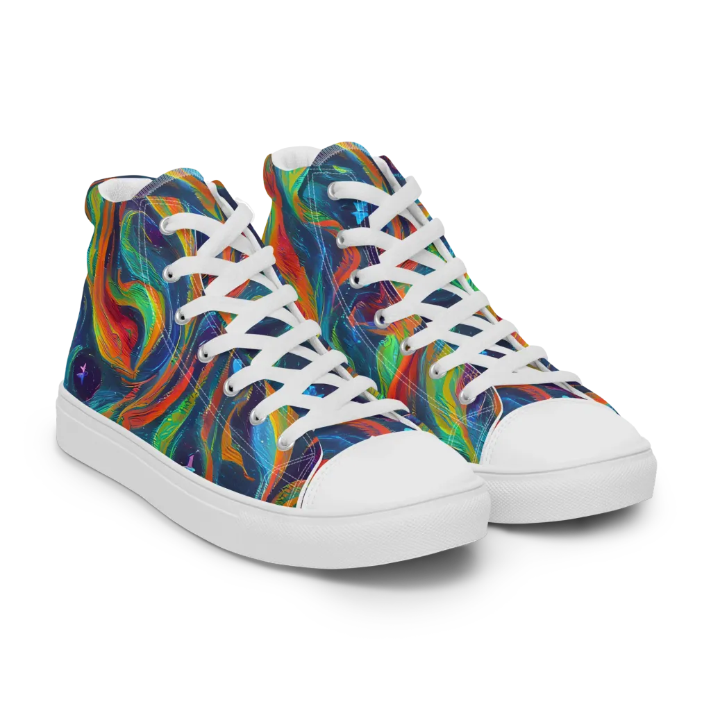 Firewater Swirl on Men's High Top Canvas Shoes — Right Front