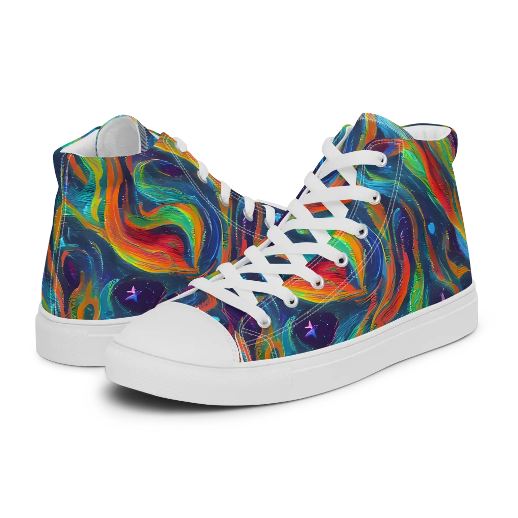 Firewater Swirl on Men's High Top Canvas Shoes — Left