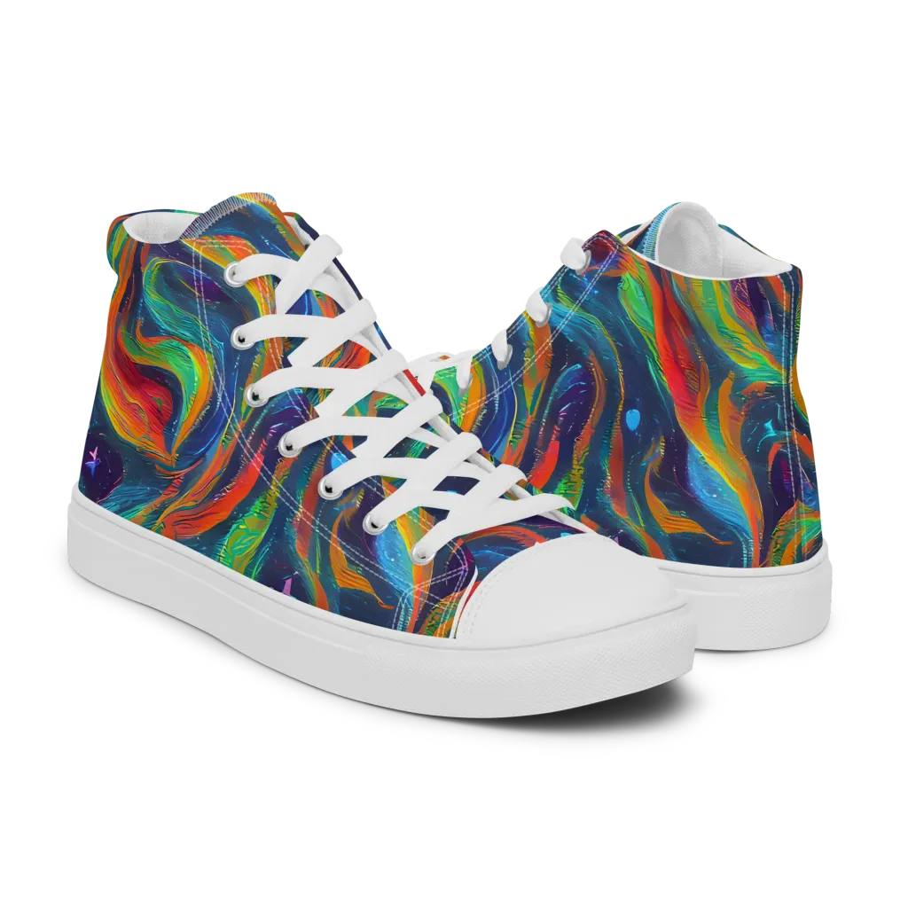 Firewater Swirl on Men's High Top Canvas Shoes — Right