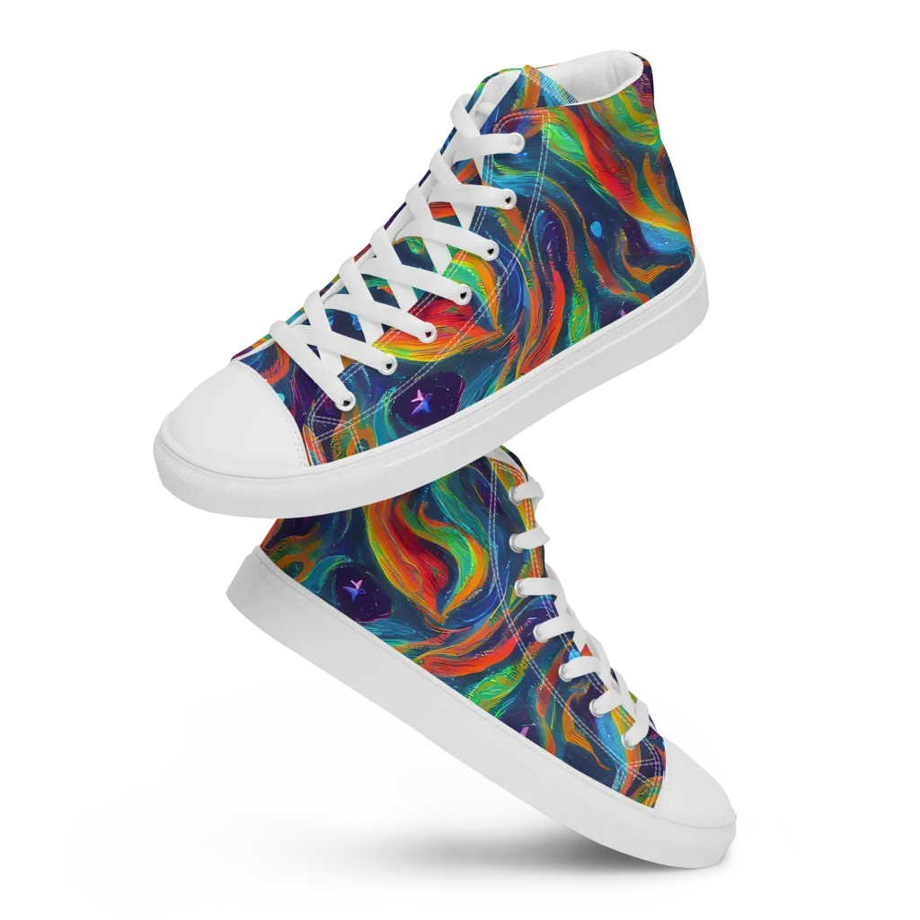 Firewater Swirl on Men's High Top Canvas Shoes — Front