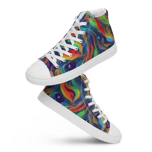 Firewater Swirl on a Men's High Top Canvas Shoes