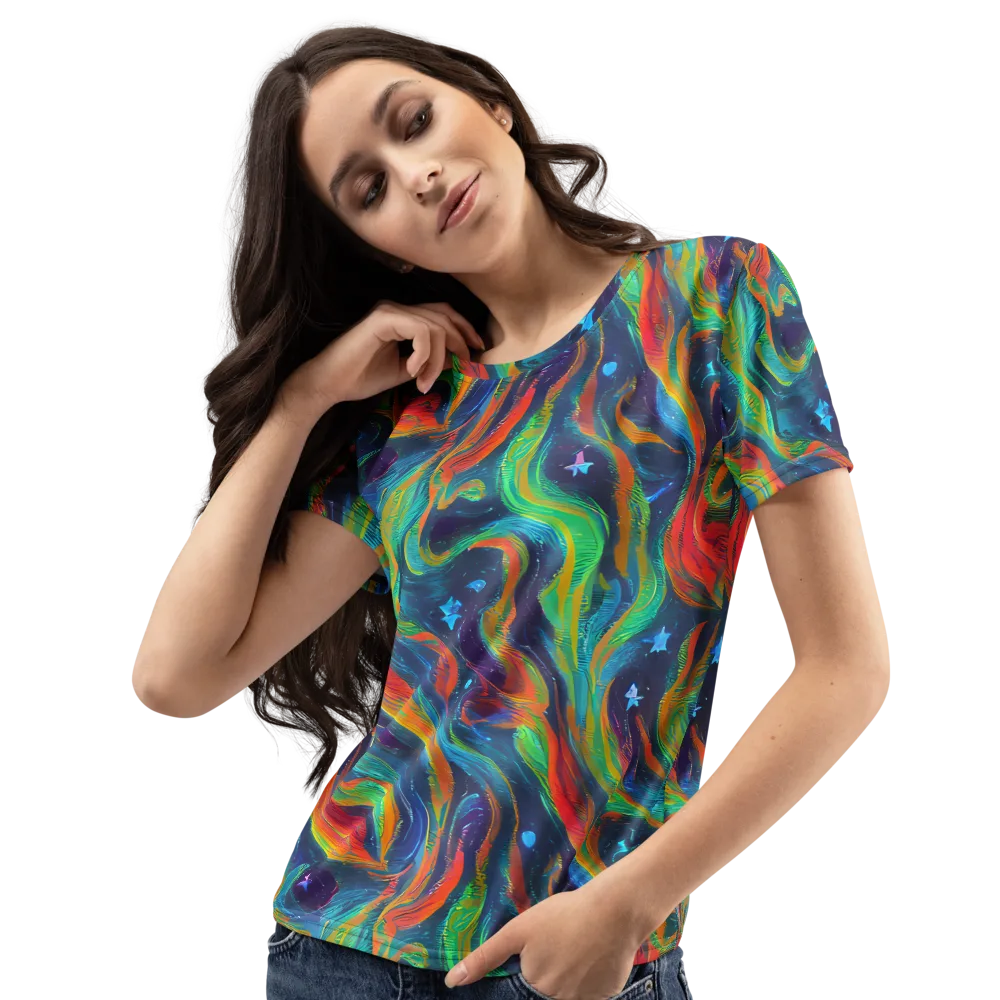 Firewater Swirl on Women's Crew Neck T-Shirt — Left Front