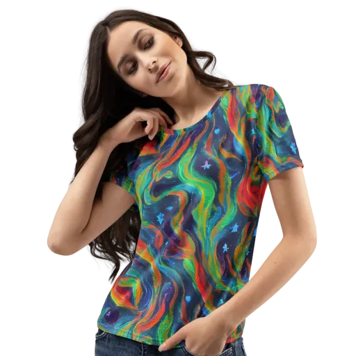Firewater Swirl on a Women's Crew Neck T-Shirt