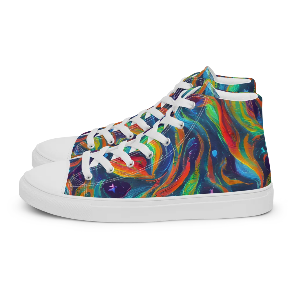 Firewater Swirl on Women's High Top Canvas Shoes — Left