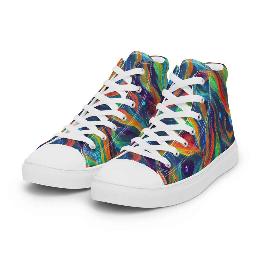 Firewater Swirl on Women's High Top Canvas Shoes — Left Front