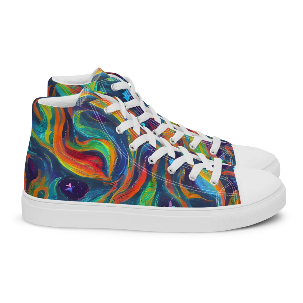 Firewater Swirl on Women's High Top Canvas Shoes — Right