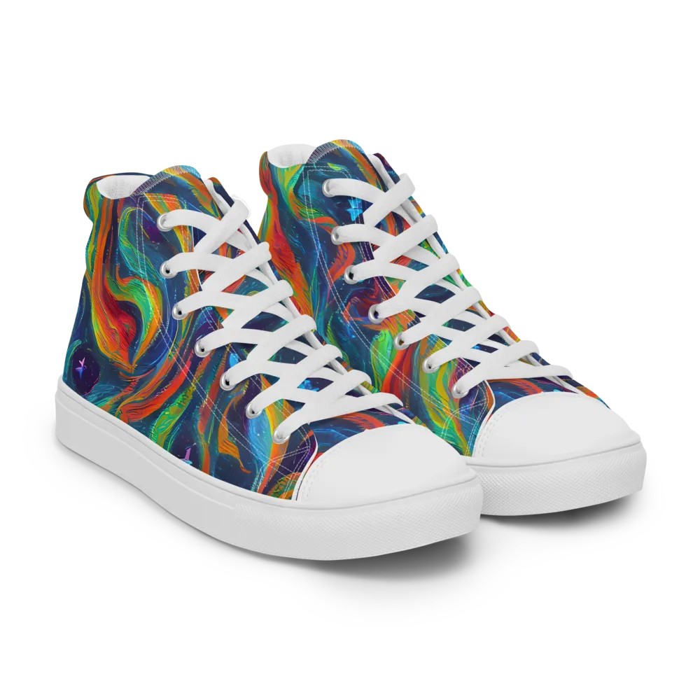 Firewater Swirl on Women's High Top Canvas Shoes — Right Front
