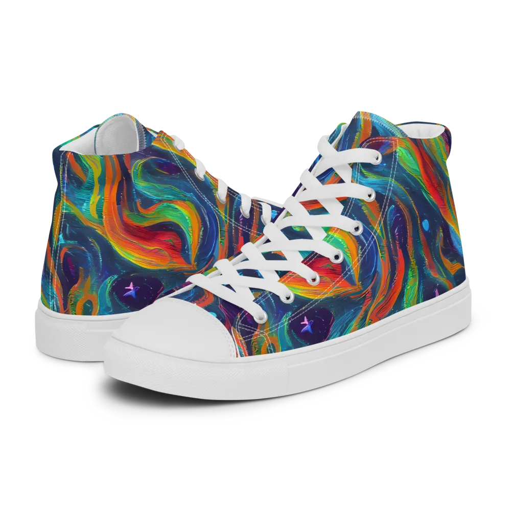 Firewater Swirl on Women's High Top Canvas Shoes — Left