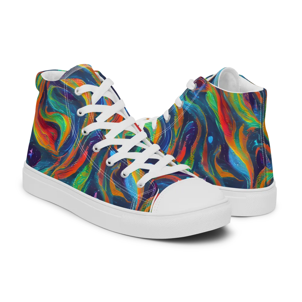 Firewater Swirl on Women's High Top Canvas Shoes — Right