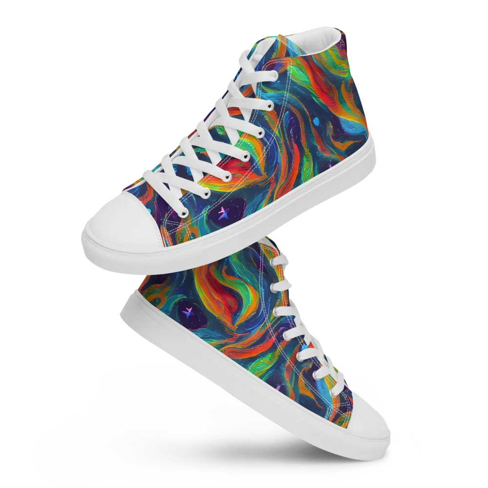 Firewater Swirl on Women's High Top Canvas Shoes — Front