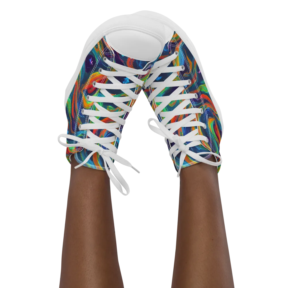 Firewater Swirl on Women's High Top Canvas Shoes — Front