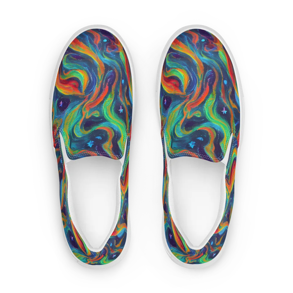 Firewater Swirl on Men's Slip-On Canvas Shoes — Front