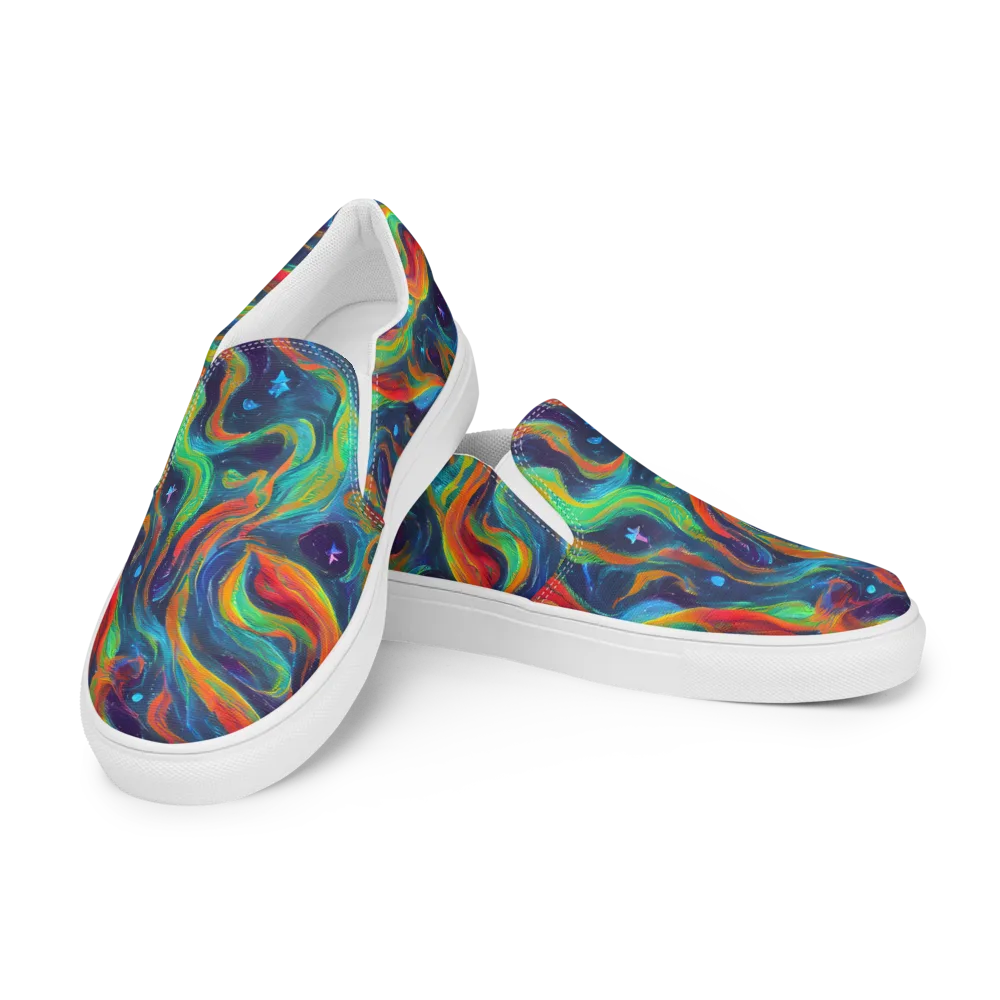 Firewater Swirl on Men's Slip-On Canvas Shoes — Left Front