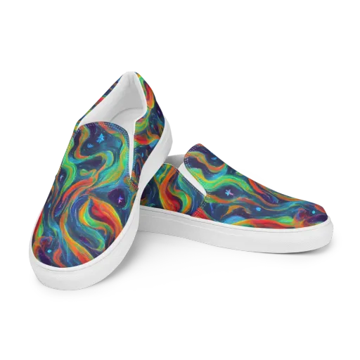 Firewater Swirl on a Men's Slip-On Canvas Shoes