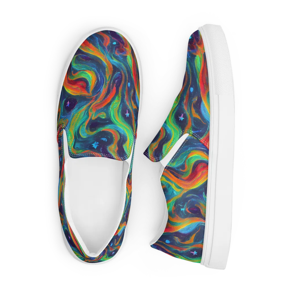 Firewater Swirl on Men's Slip-On Canvas Shoes — Front