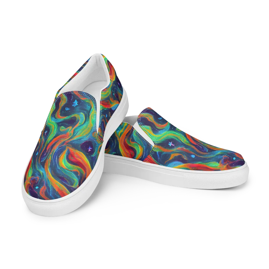 Firewater Swirl on Women's Slip-On Canvas Shoes — Left Front