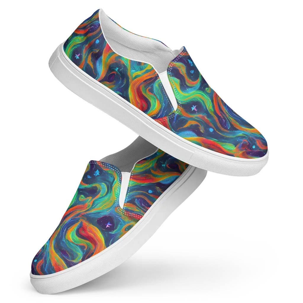 Firewater Swirl on Women's Slip-On Canvas Shoes — Front
