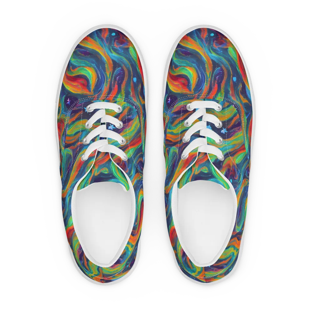 Firewater Swirl on Men's Lace-Up Canvas Shoes — Front