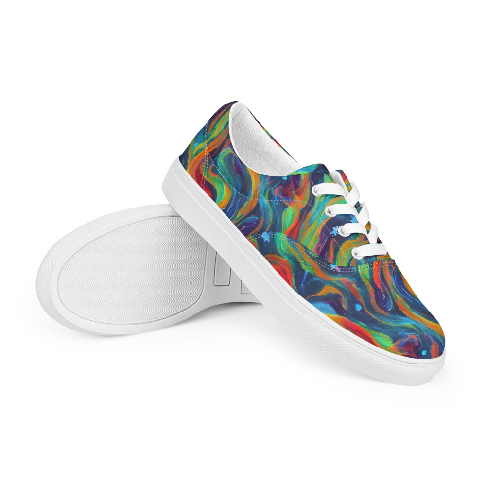 Firewater Swirl on Men's Lace-Up Canvas Shoes — Right Front