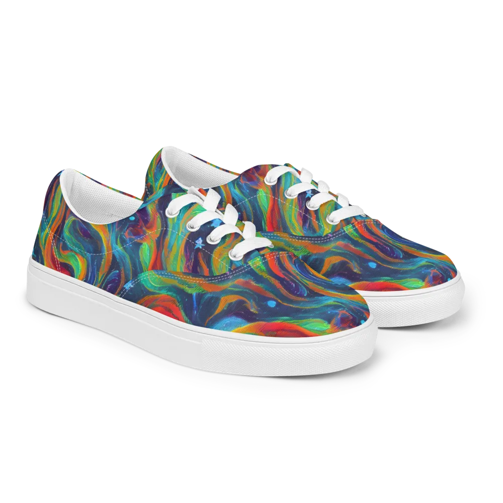 Firewater Swirl on Men's Lace-Up Canvas Shoes — Right Front