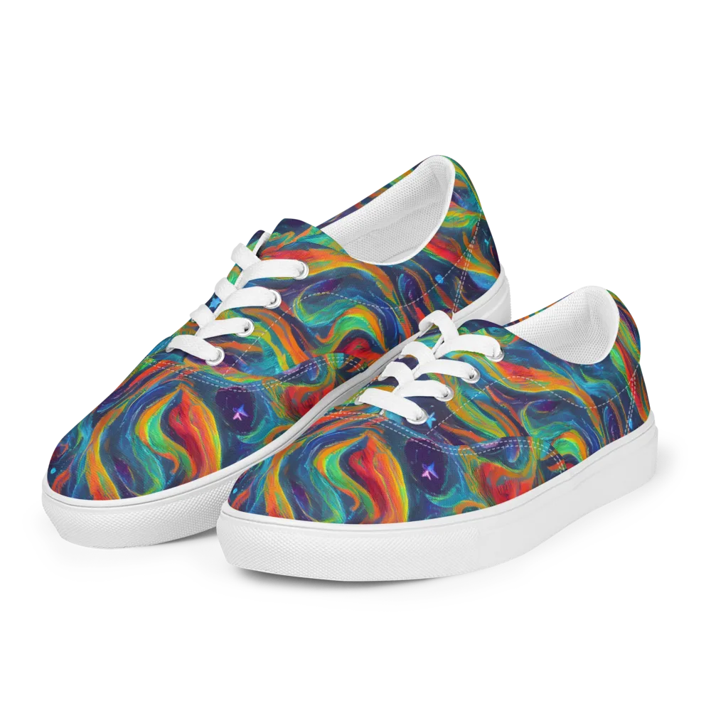 Firewater Swirl on Men's Lace-Up Canvas Shoes — Left Front