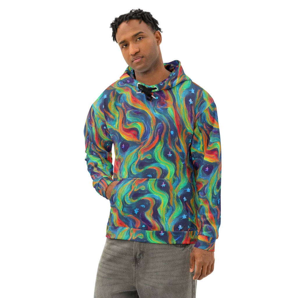 Firewater Swirl on Cotton Hoodie — Left Front