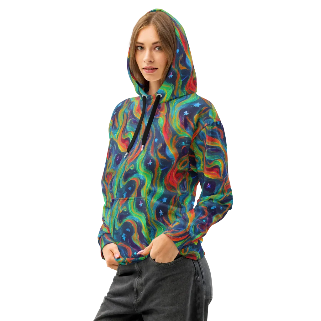 Firewater Swirl on Cotton Hoodie — Left Front