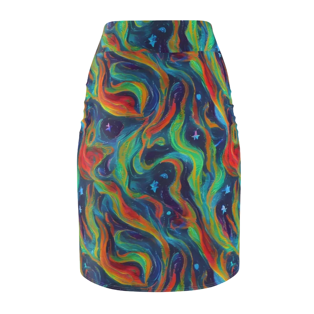 Firewater Swirl on Pencil Skirt — Back