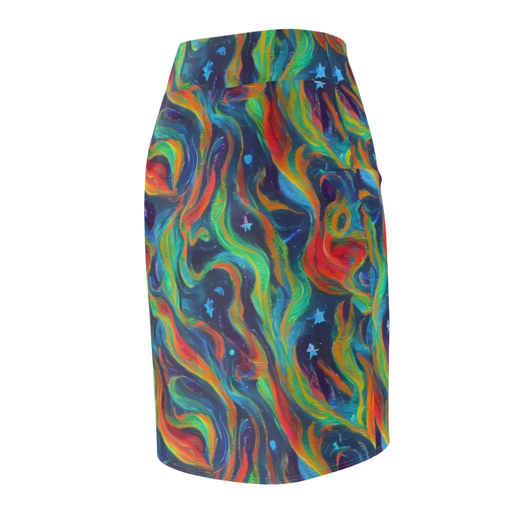 Firewater Swirl on Pencil Skirt — Back Side