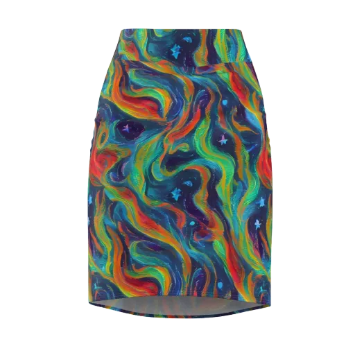 Firewater Swirl on a Pencil Skirt