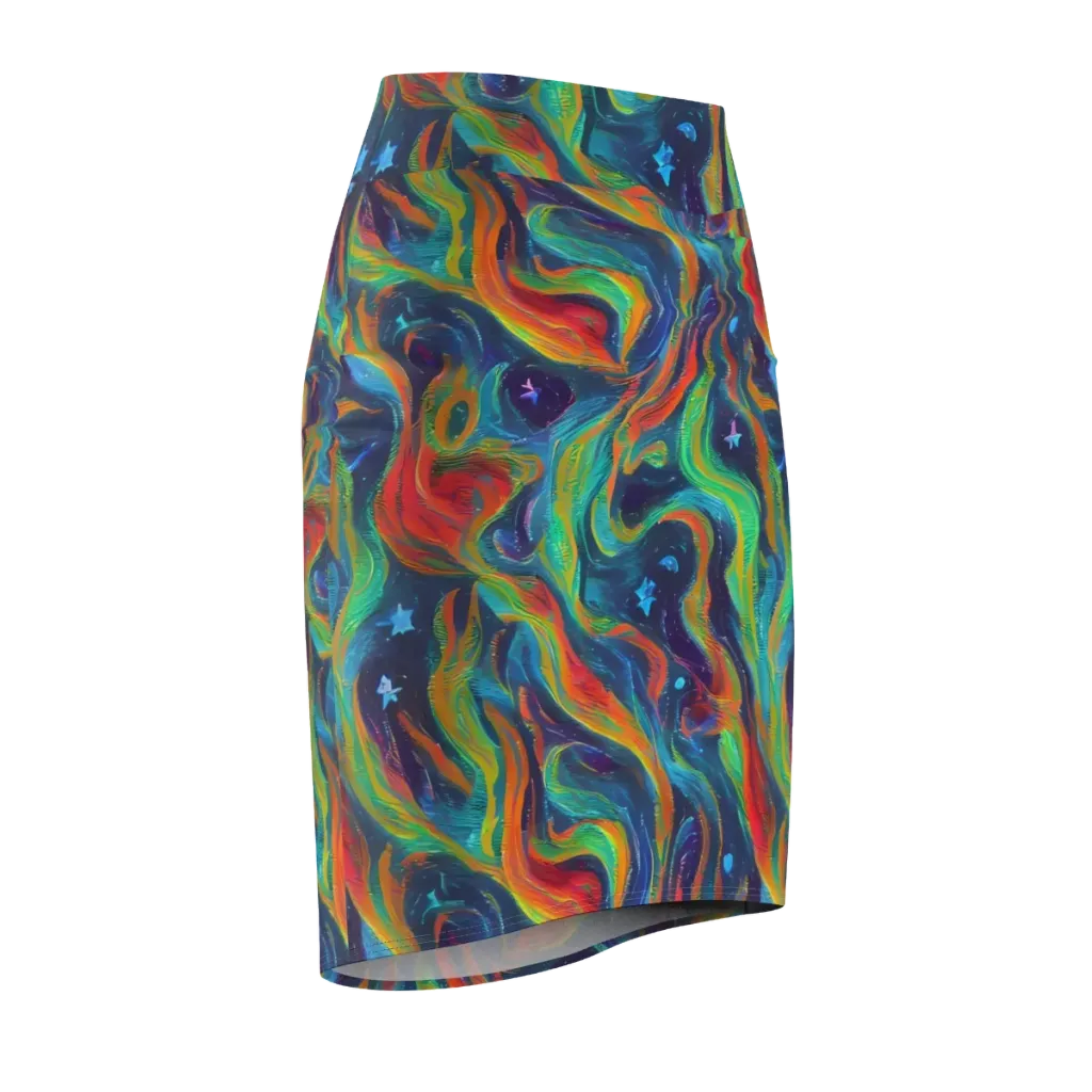 Firewater Swirl on Pencil Skirt — Front Side