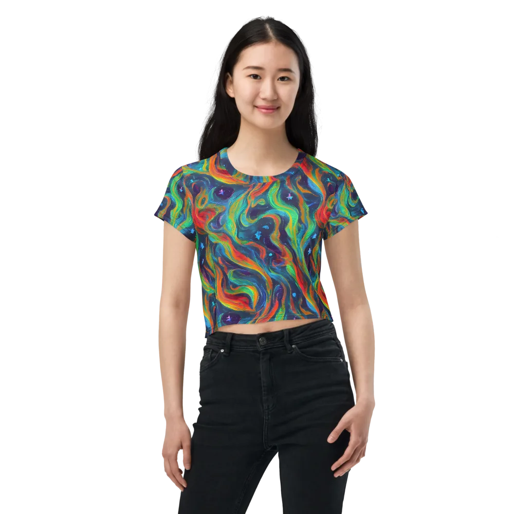Firewater Swirl on Crop Tee — Front