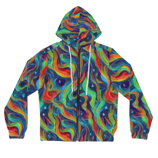 Firewater Swirl on a Women's Full-Zip Hoodie