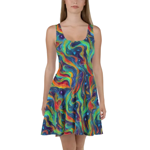 Firewater Swirl on a Skater Dress