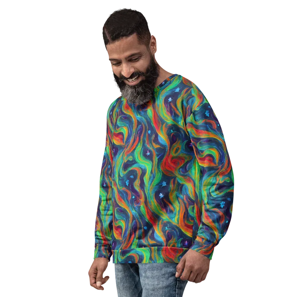 Firewater Swirl on Sweatshirt — Left Front