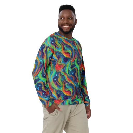 Firewater Swirl on a Sweatshirt